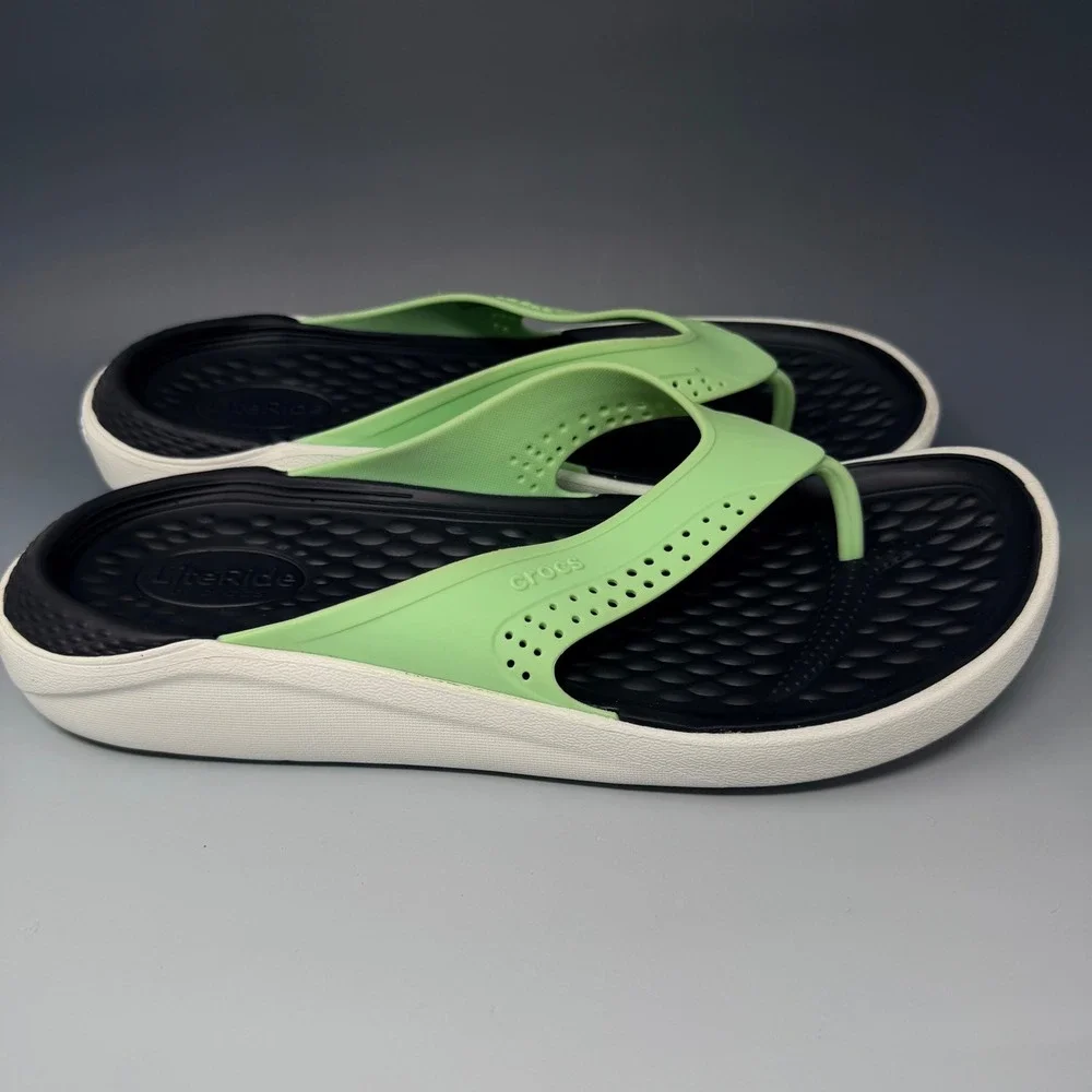 Crocs LiteRide Flip Flops Mens 10 Womens 12 Lime Green 205182 Sandals